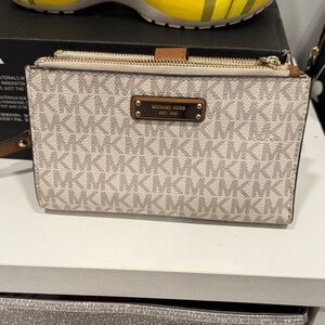 Michael Kors Cream Monogram Clutch